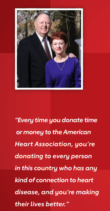 A quote from the donor featured in the AHA annual report urging people to give to the organization