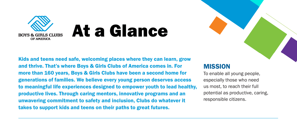 The Boys & Girls Club mission statement is shown on page 3 of their 2023 annual report